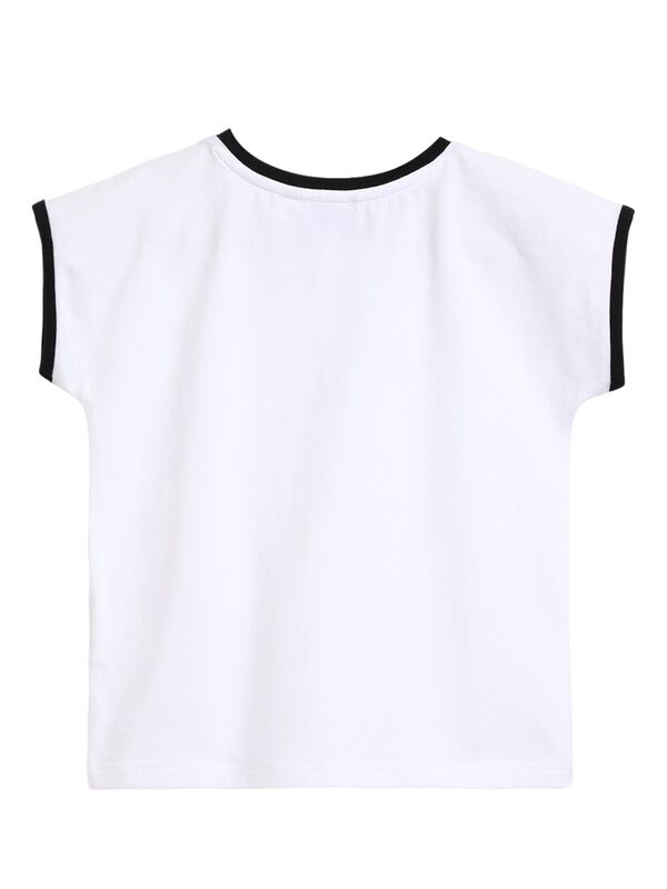 Girls White Short Sleeve Knitted T- Shirt image number 1